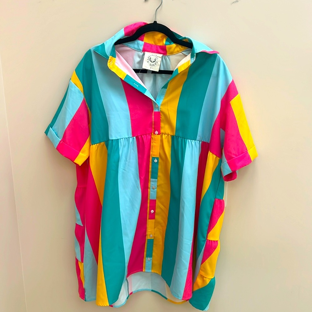 Button up dress- multicolor